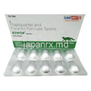 キウォフイージーチュウ猫用, プラジカンテル 20mg/ パモ酸ピランテル 230mg,箱, シート