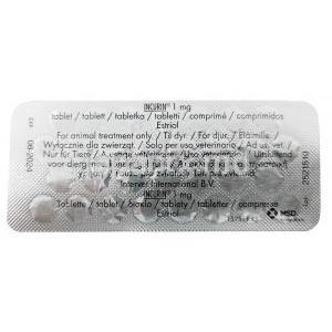 インキュリン 犬用, エストリオール (オエストリオール) 1mg, 製造元：MSD Animal Health, シート情報, 消費期限