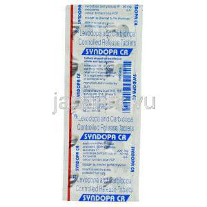 シンンドーパCR Syndoopa CR, レボドパ・カルビドパ・配合200mg/50mg 錠 (Sun Phrma) 包装