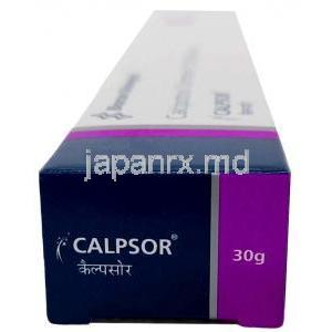 カルプソル軟膏, カルシポトリオール 0.005%, 軟膏 30g, 製造元：Biocon Biologics india, 箱側面