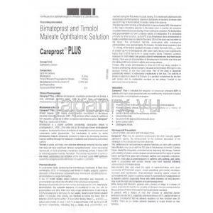 ケアプロスト プラス, ビマトプロスト・マイレン酸チモロール配合 300mg/ml  5mg/ml x 3ml 点眼薬 (Sun Pharma)