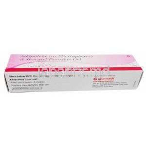 デリバ BPOジェル,アダパレン微粒子 0.1%/過酸化ベンゾイル 2.5%,ジェル 15g, 製造元：Glenmark,箱情報, 保管方法, 製造元
