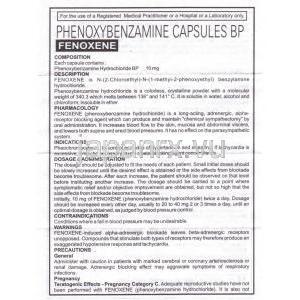 フェノキシベンザミン(Dibenzyline Generic), Fenoxenem, 10mg　カプセル (Samarth Life Sciences) 情報シート1