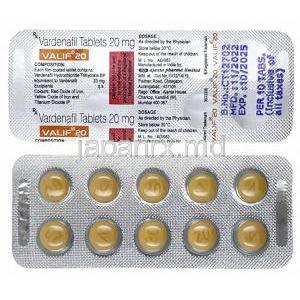バリフ, タダラフィル 20mg, 製造元：Ajanta Pharma Limited, シート表面, シート裏面