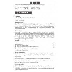 ニコランジル（シグマートジェネリック）, Korandil, 5MG錠 (Sun pharma)　情報シート