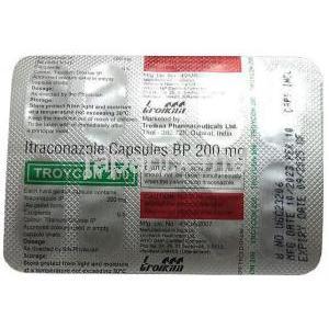 トロイコン,イトラコナゾール 200mg, 製造元：Troikaa Pharmaceuticals, カプセル, シート情報
