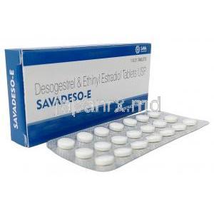 サバデソ E,デソゲストレル 0.15mg/  エチニルエストラジオール 0.03mg, 21 錠,　製造元：Sava Healthcare, 箱,シート