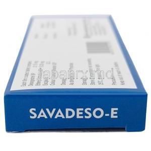サバデソ E,デソゲストレル 0.15mg/  エチニルエストラジオール 0.03mg, 21 錠,　製造元：Sava Healthcare, 箱側面-2