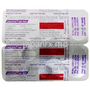 オクセトル XR 300, オクスカルバゼピン 300 mg, 製造元：Sun Pharmaceutical Industries Ltd, シート情報