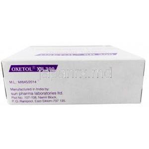 オクセトル XR 300, オクスカルバゼピン 300 mg, 製造元：Sun Pharmaceutical Industries Ltd, 箱情報,製造元
