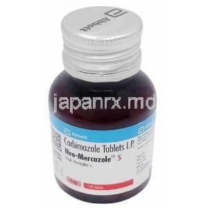 ネオメルカゾール, カルビマゾール 5 mg, 130 錠, 製造元：Abbott, ボトル