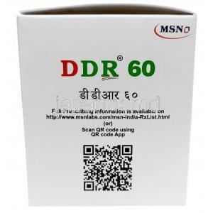 DDR MR, デクスランソプラゾール 60mg, カプセル (徐放性), 製造元：MSN Laboratories,箱側面