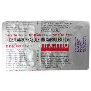 DDR MR, デクスランソプラゾール 60mg, カプセル (徐放性), 製造元：MSN Laboratories,シート情報