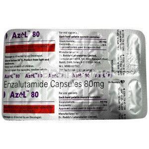 アゼル, エンザルタミド 80 mg, 14カプセル,製造元：Dr Reddy's Laboratories, シート情報
