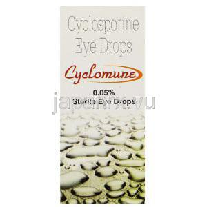 シクロミューン Cyclomune, シクロスポリン, Iflo, 0.05% 3ML 点眼薬 (Ajanta pharma) 箱