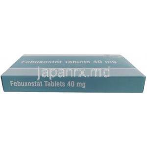 フェブキソスタット (Sava社製), フェブキソスタット 40 mg, 製造元：Sava Healthcare,箱底面