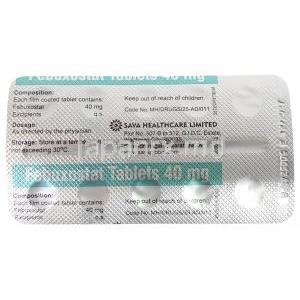 フェブキソスタット (Sava社製), フェブキソスタット 40 mg, 製造元：Sava Healthcare,シート情報