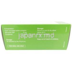 ウゲイン 5, ミノキシジル 5mg, 製造元：Sava Healthcare, シート形式,箱情報, 保管方法