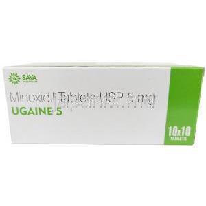 ウゲイン 5, ミノキシジル 5mg, 製造元：Sava Healthcare, シート形式,箱裏面