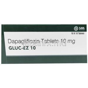 グルック イーゼット 10, ダパグリフロジン 10 mg, 製造元：SAVA Healthcare Limited, 箱表面