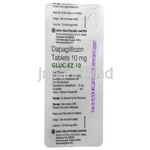 グルック イーゼット 10, ダパグリフロジン 10 mg, 製造元：SAVA Healthcare Limited, シート情報