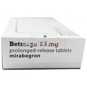 ベットミガ, ミラベグロン 25 mg, 製造元：Astellas Pharma, 箱側面
