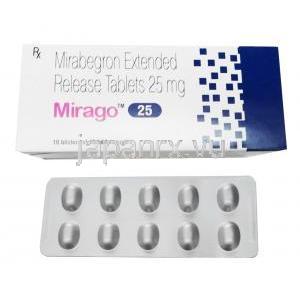 ミラーゴ (ミラベグロン) 25mg 箱、錠剤