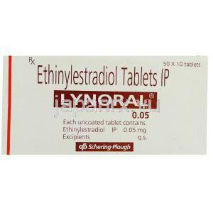 エチニルエストラジオール （プロセキソール ジェネリック）, リノラル Lynoral 0.5mcg  錠 (Scherung-Plough) 