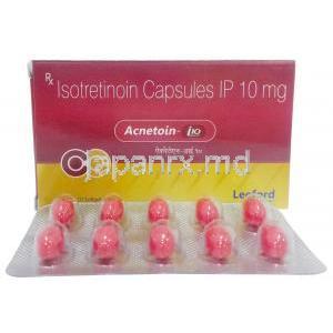 アクネトイン 10, イソトレチノイン 10 mg,製造元：Leeford healthcare,箱, シート