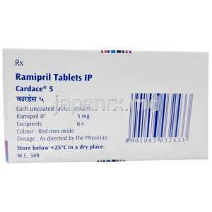 カルデース, ラミプリル5mg, 製造元：Sanofi, 箱情報, 成分, 保管方法