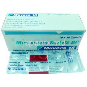 ムベラ,メロキシカム 15 mg, 製造元：Sun Pharmaceutical Industries Ltd, 箱情報, 製, シート情報