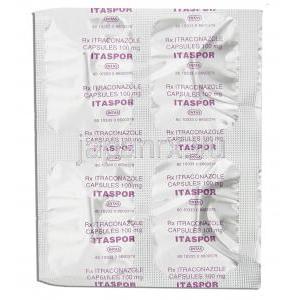 イタスポール Itaspor, イトリゾール ジェネリック, イトラコナゾール100mg カプセル (Cipla) 包装
