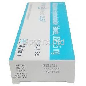 インラメッド 2.5, ミドドリン 2.5 mg, 製造元：マイラン, 箱情報, 製造日, 消費期限