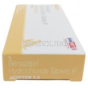 アクセプター 2.5, ベナゼプリル 2.5 mg, 製造元：SAVA Healthcare,箱情報, 箱側面2