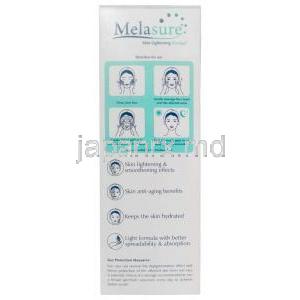メラシュア 美白エマルジェル, ジェル 20 g, 製造元：Talent India, 箱情報, 使用方法