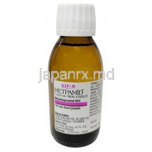 メトパミド シロップ, メトクロプラミド 5mL あたり5mg , シロップ 125mL, 製造元：Sifar, ボトル表面
