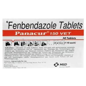 パナクール 150 動物用, フェンベンダゾール 150 mg, 製造元：MSD Animal Health, 箱情報, 使用方法