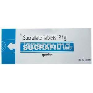 スクラフィル, スクラルファート 1g, 10錠, 製造元：Fourrts India,箱表面