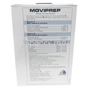 モビプレップ 経口溶液用 配合粉末, コンビパック4 袋（粉末A＋粉末B）, 製造元：Norgine Pharmaceuticals Limited, B箱情報, 成分