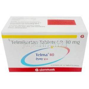 テルマ 40, テルミサルタン 40 mg, 製造元：Glenmark Pharmaceuticals,箱表面, 箱上面