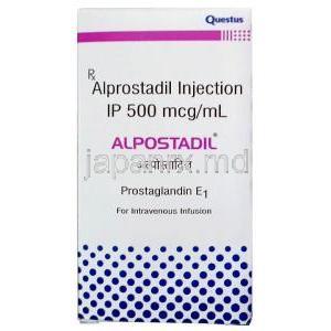 アルポスタジル注射, アルプロスタジル 500 mcg, 注射バイアル（静脈注入用,製造元： Questus Pharma, 箱表面