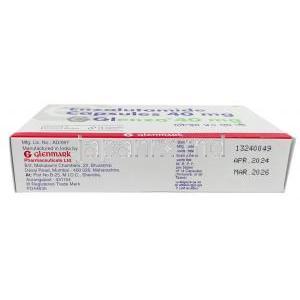 グレンザ, エンザルタミド 40 mg, 製造元：Glenmark Pharma, 箱情報, 製造日, 消費期限