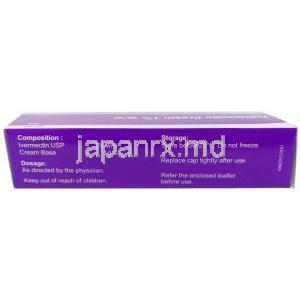イベルメクチン クリーム, イベルメクチン 1 %, クリーム 30 g, 製造元：Sava Healthcare, 箱情報,成分
