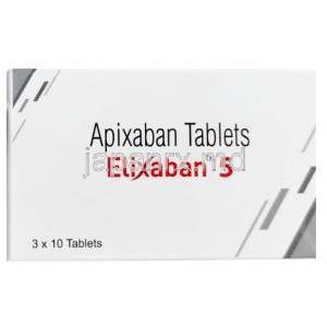 エリクサバン 5, アピキサバン 5 mg, 製造元：Sun Pharma, 箱表面