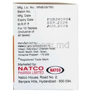 ポサナット, ポサコナゾール 100 mg, 製造元：Natco Pharma, 箱情報, 製造日, 消費期限