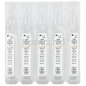 滅菌注射用水 (パイロジェンフリー) 10 mL X 5本, 製造元：大塚製薬インド