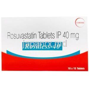 ロスレス 40, ロスバスタチン 40 mg, 製造元：Corona Remedies, 箱表面