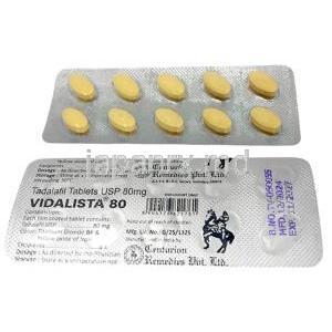 ビダリスタ, タダラフィル 80 mg, 製造元：Centurion, シート情報