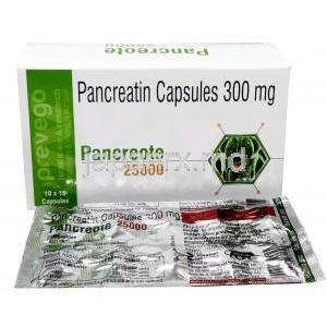 パンクレオテ, パンクレアチン 150 mg (25000),カプセル, 製造元：Prevego Healthcare & Research Private Limited,箱, シート