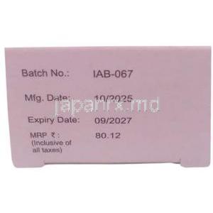 アンドレ アイカル NF 点眼薬, 点眼薬 10 mL, 製造元：Intas Pharmaceuticals Ltd, 箱情報, 製造日, 消費期限